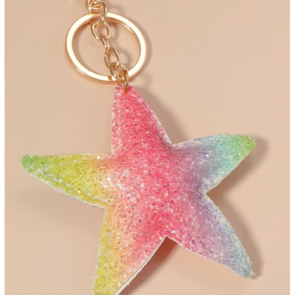 Sequin Star Pendant Keychain *2/12$